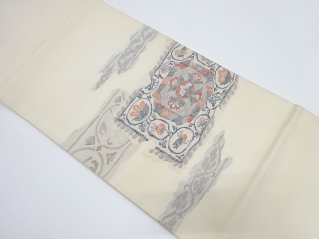 JAPANESE KIMONO / VINTAGE FUKURO OBI / SILK / WOVEN FLOWER CREST